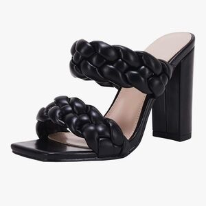 Elegant Black Braided Women's Heels
